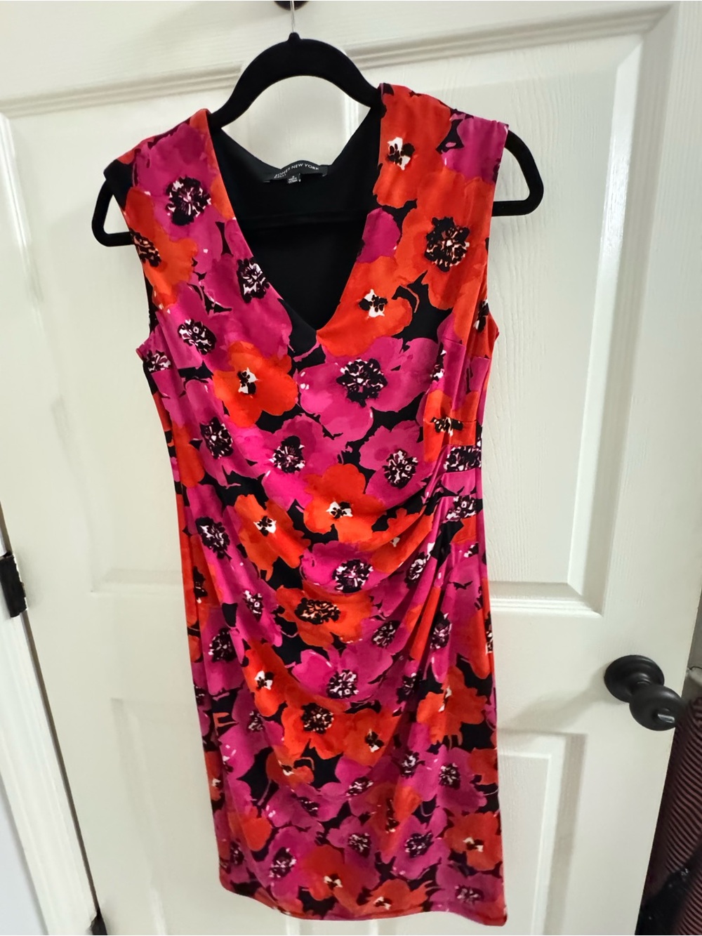 Jones New York Lined Sleeveless Floral Midi Dress - Pink & Orange